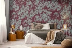 Vintage nature flowers wallpaper pattern.