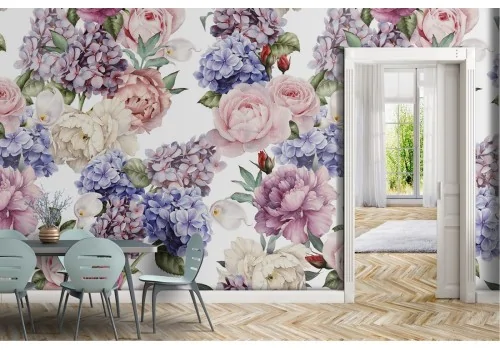 Refined vintage nature flowers wallpaper.