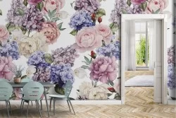 Refined vintage nature flowers wallpaper.