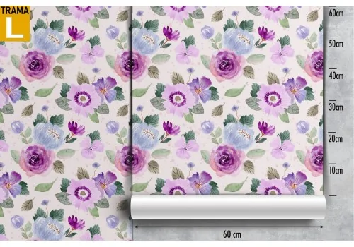 Carta da Parati fiori viola natura moderna. 2