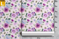 Modern nature wallpaper with purple flowers.