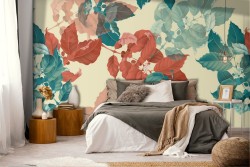 Abstract Leaves Modern Nature Wallpaper.