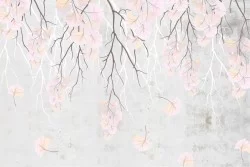 Carta da Parati Design e Stili Flora e Fauna Superfici e Texture Orientale zen Natura Fiori Cemento