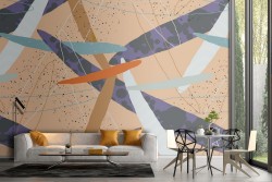 Carta da Parati foglie astratte natura pattern moderno.