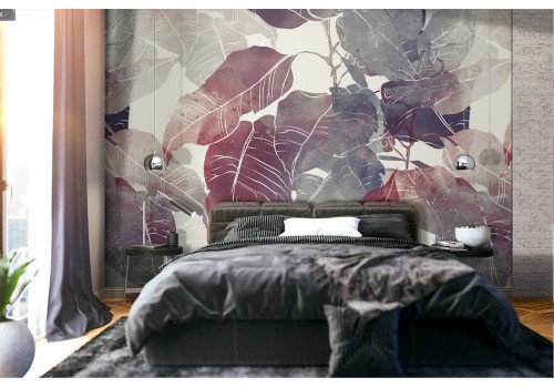 Modern abstract nature leaves wallpaper.