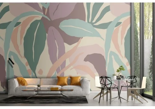 Wallpaper with modern nature leaves pattern.