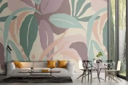 Carta da Parati foglie natura pattern moderno.