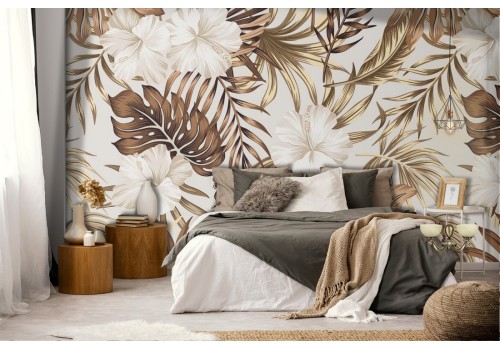 Vintage nature leaves wallpaper pattern.