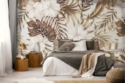 Vintage nature leaves wallpaper pattern.