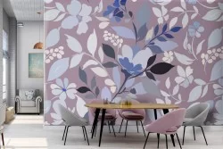 Carta da Parati foglie stilizzate design moderno.