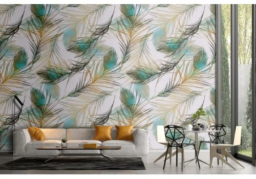 Wallpaper with stylized leaves nature modern design.