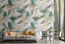 Wallpaper with stylized leaves nature modern design.