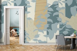 Wallpaper stylized leaves modern nature pattern.