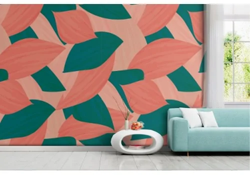 Modern nature stylized leaves wallpaper.