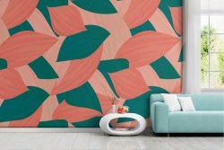 Modern nature stylized leaves wallpaper.