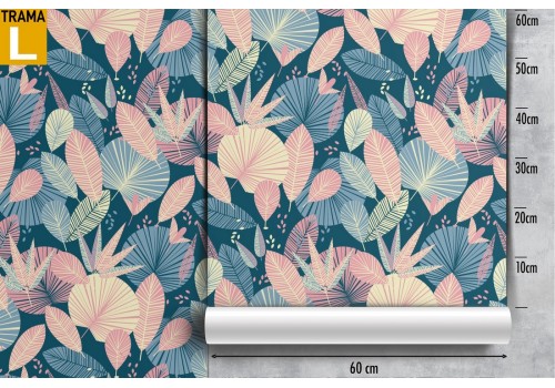 Carta da Parati foglie stilizzate natura pattern moderno. 2