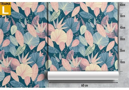 Carta da Parati foglie stilizzate natura pattern moderno. 2