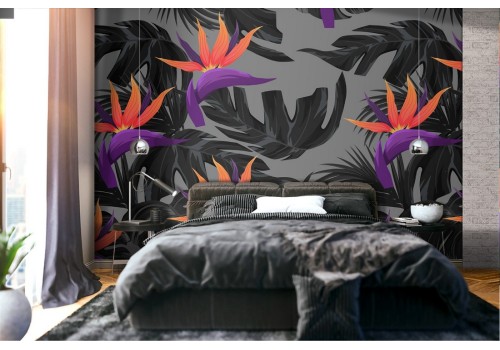 Wallpaper with stylized leaves modern pattern.