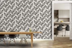 Wallpaper with stylized climbing leaves nature pattern.