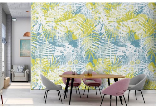 Abstract tropical leaves modern nature wallpaper.