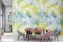 Carta da Parati foglie tropicali astratte natura moderna.