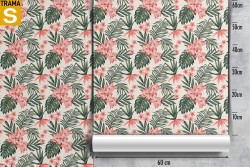 Carta da Parati Design e Stili Flora e Fauna Fiori Foglie Natura Tropicale