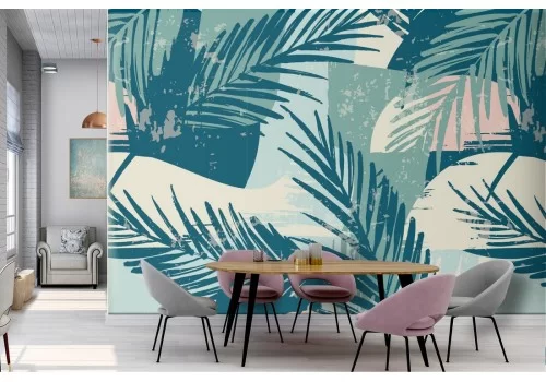 Carta da Parati foglie tropicali design moderno.