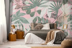 Tropical leaves abstract nature wallpaper.