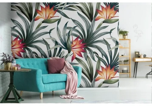 Modern tropical leaves nature wallpaper.