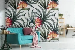 Carta da Parati foglie tropicali natura moderna.