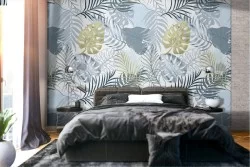 Tropical leaves nature pattern wallpaper.