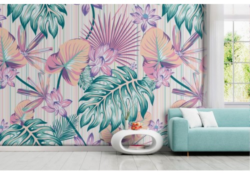 Tropical leaves wallpaper modern pattern.