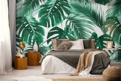 Tropical leaves pattern modern nature wallpaper.