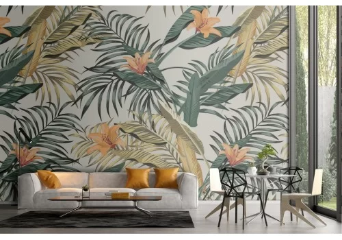 Carta da Parati foglie tropicali pattern natura.