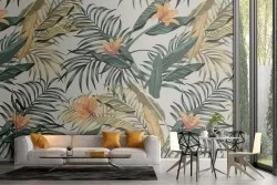 Tropical leaves wallpaper nature pattern.