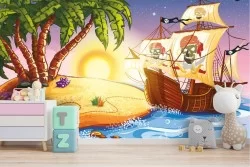 Carta da Parati bambini pirati isola del tesoro
