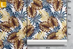 Carta da Parati foglie tropicali stilizzate moderne.