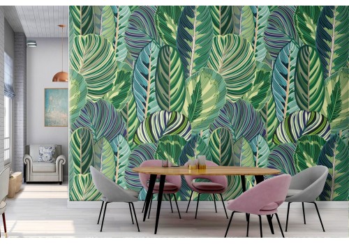 Green leaves nature pattern wallpaper.