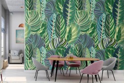 Carta da Parati foglie verdi natura pattern.