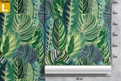 Carta da Parati foglie verdi natura pattern.