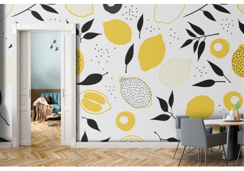 Stylized lemons pattern wallpaper.