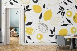 Stylized lemons pattern wallpaper.