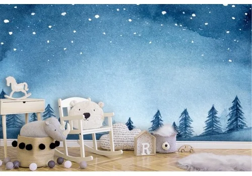 Children's Wallpaper snowy forest landscape