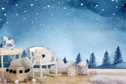 Carta da Parati bambini paesaggio foresta neve