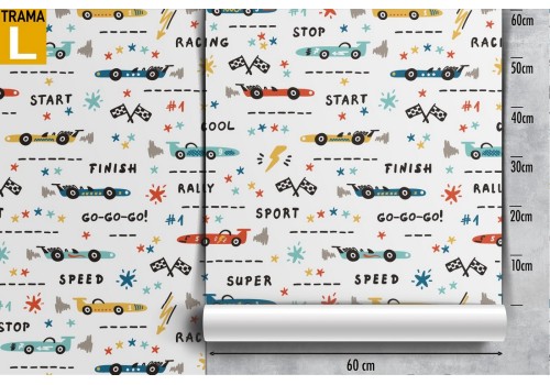 Wallpaper with car decoration for children. 2