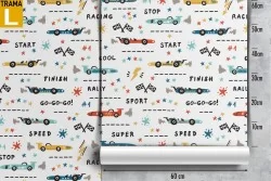 Carta da Parati macchine decorazione bambini.
