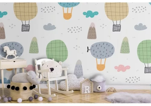 Carta da Parati mongolfiere decorazione bambini.