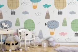 Hot air balloon wallpaper children's decoration.