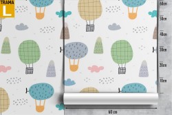 Hot air balloon wallpaper children's decoration.