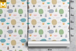 Wallpaper Decorations and Patterns Airplanes Rockets Hot Air Balloons